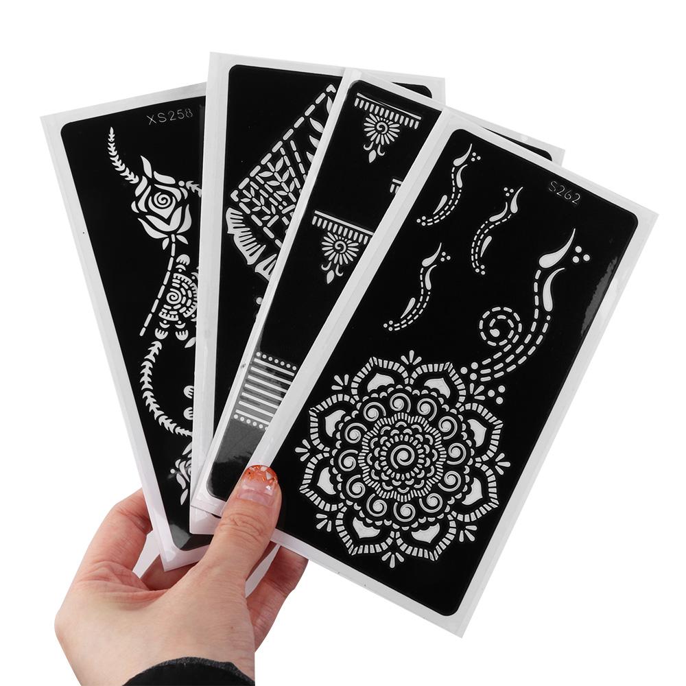 Nuovo Stencil Tatuaggio Henna Moda Tatuaggi Temporanei Mano Kit Pittura Body Art DIY Adesivo Modello Matrimonio Indiano Strumenti Kit Pittura