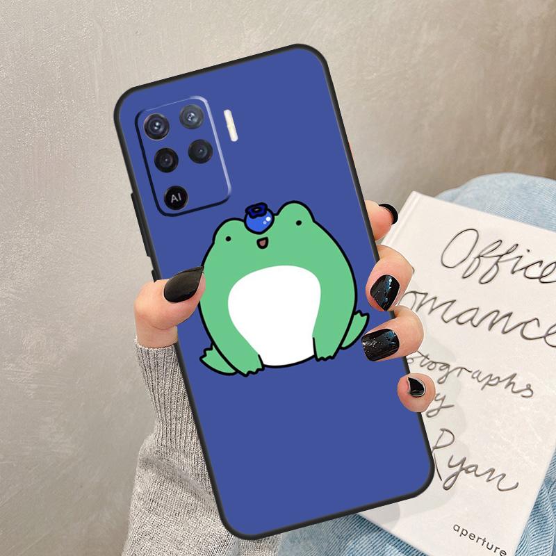 Cute Funny Frog Case For Oppo A57 A17 A77 A18 A38 A58 A78 A98 A74 A54 A94 A80 A60 A40 A96 A76 A16 A15 A5 Pro
