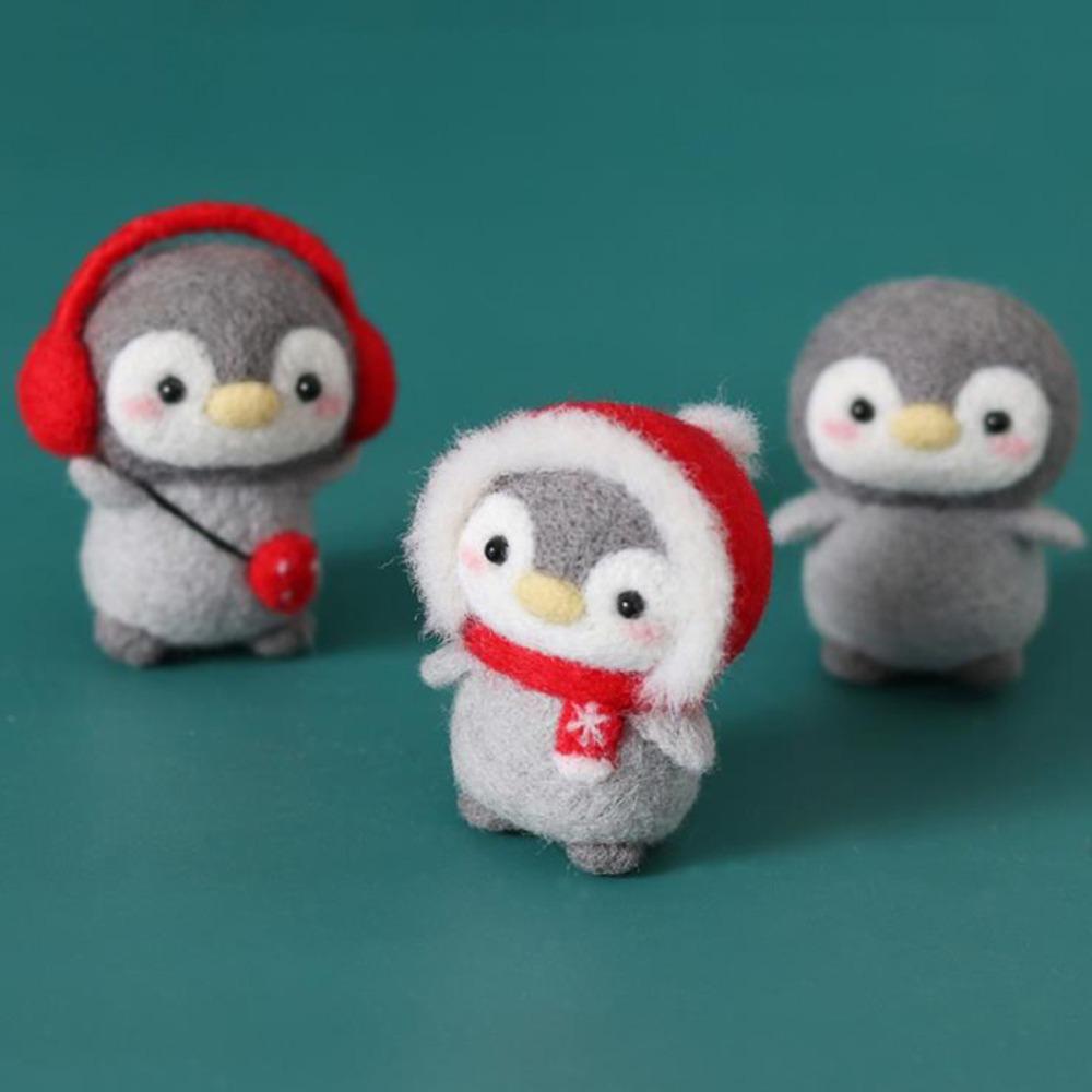 Toys Beginner Material Kit Penguin Wool Needle Felt Kit Unfinished Felt Kit Penguin Cartoon Toy