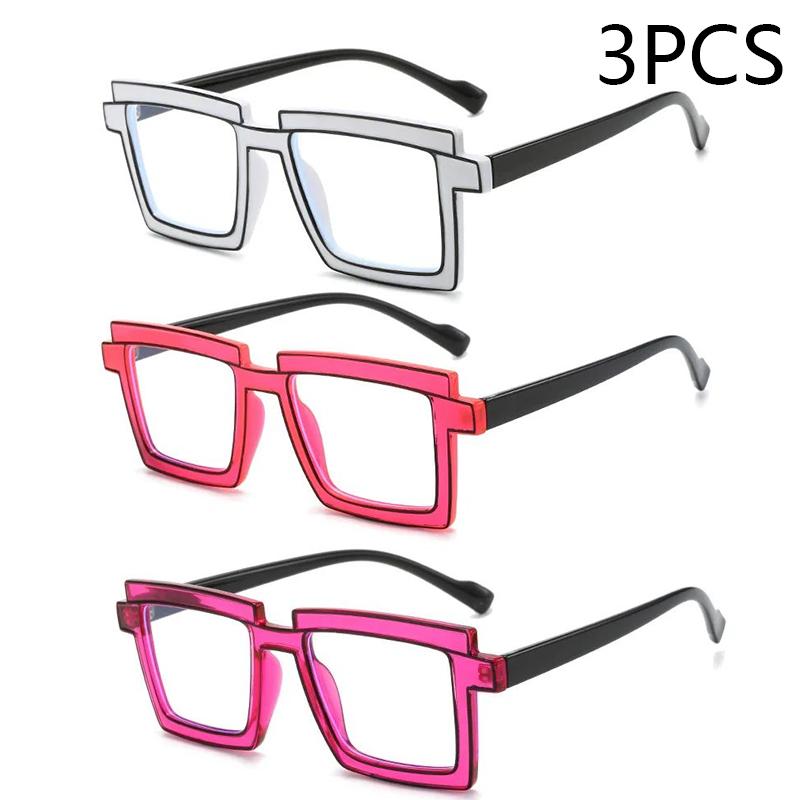 Two Dimensional Flat Lens Ins Square Anti-blue Glasses Frame Personality Trend Glasses