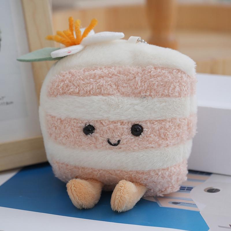 Triangle Plush Charming Cake Keychain Colorful Soft Toy For Sweet Girls Bags And