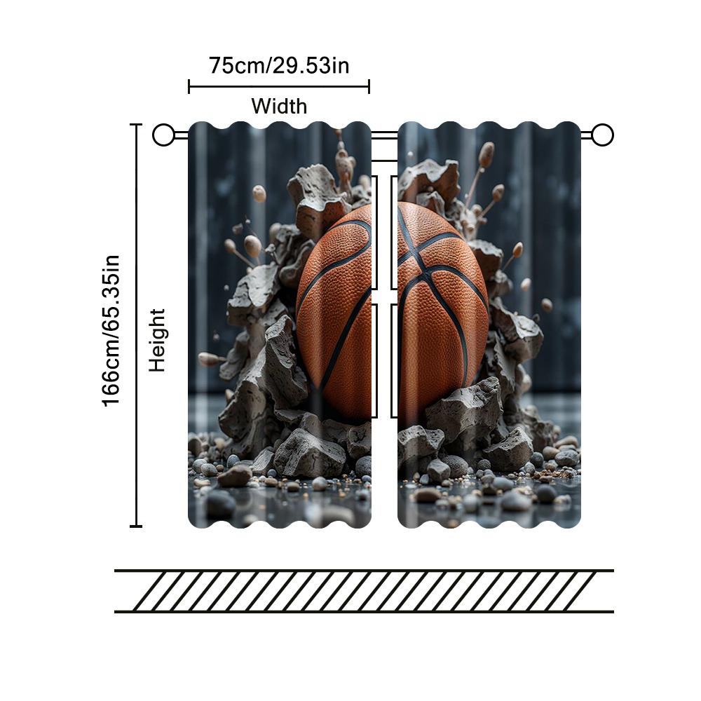 2 Stück Filtervorhänge (Ausgenommen sind Stangen, die ohne Batterien nicht beweglich sind.) Mutiger Basketballhintergrundgeeignet für die Verwendung in