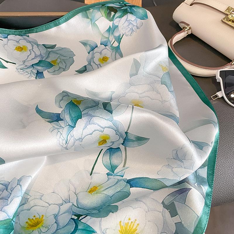 1116 Fresh Printing Fashion Silk Small Square Scarf Women's Silk Scarf Decorative Scarf Mulberry Silk Shawl Temperament Scarf
