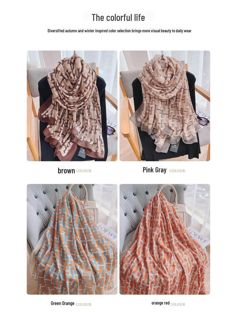 Korean Style Color-Matched Cotton & Linen Scarf for Women - Autumn/Winter Shawl & Lightweight Beach Towel
