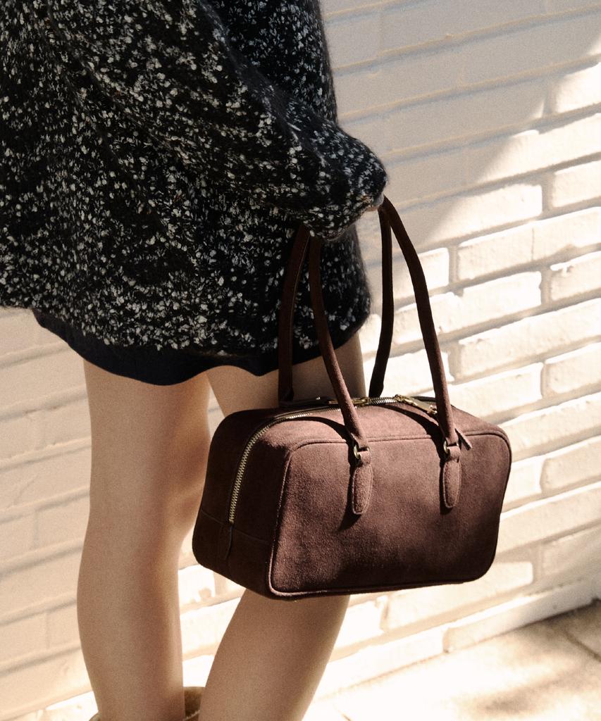 Komorebi Museum B02-5 Cow Leather Baguette Tote Bag_Suede Brown