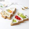 28cm Full Set Ceramic Bamboo Christmas Tree Tray Snack Plate Fruit Bowl Dish Plate Tableware Breakfast Tray Kitchen Home Supply