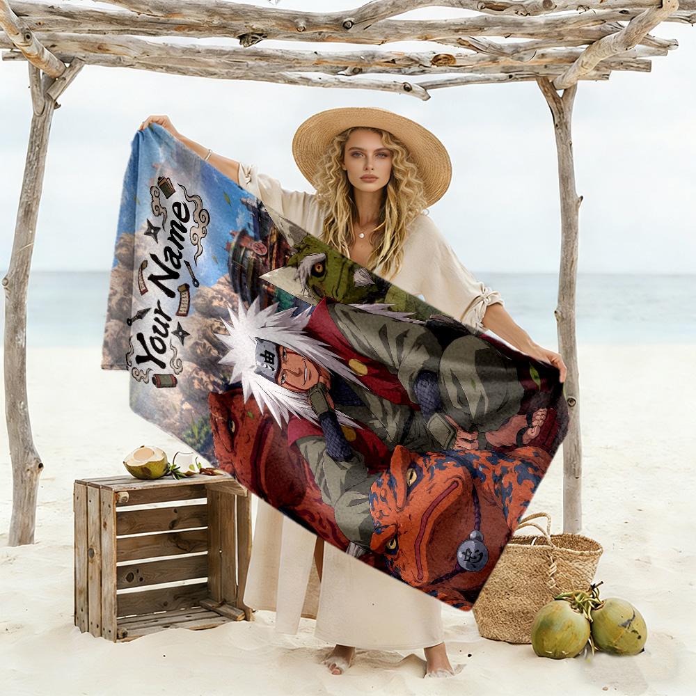 Naruto Character Customize Your Name Beach Towel Quick-Dry Soft Microfiber Perfect for Traveling Yoga Camping and Swimming
