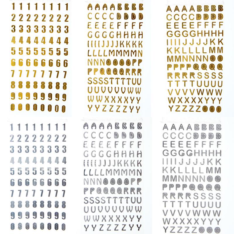 Gold & Silver Hot Stamping Letter & Number Stickers for DIY Photo Albums, Journals, and Diaries - 6 Styles Available