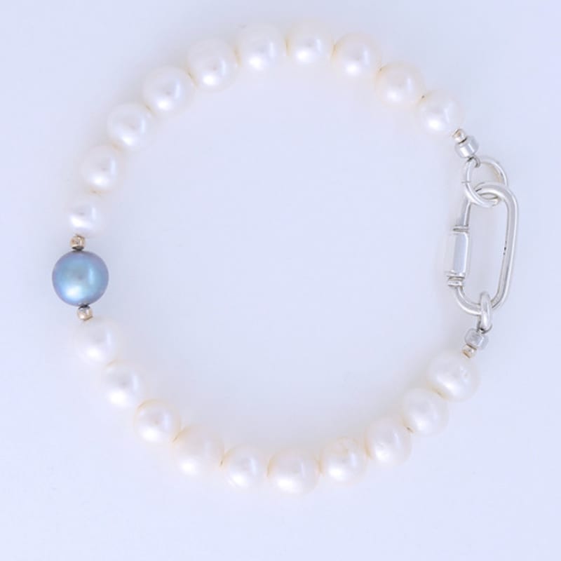 JewelCOUNTY Weißer Schnee Perlenarmband 925 Silber