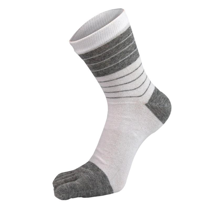Five-finger Cotton Thread Men's Toe Casual Socks, Mid-calf Five-toe Business All-season Cotton Socks
