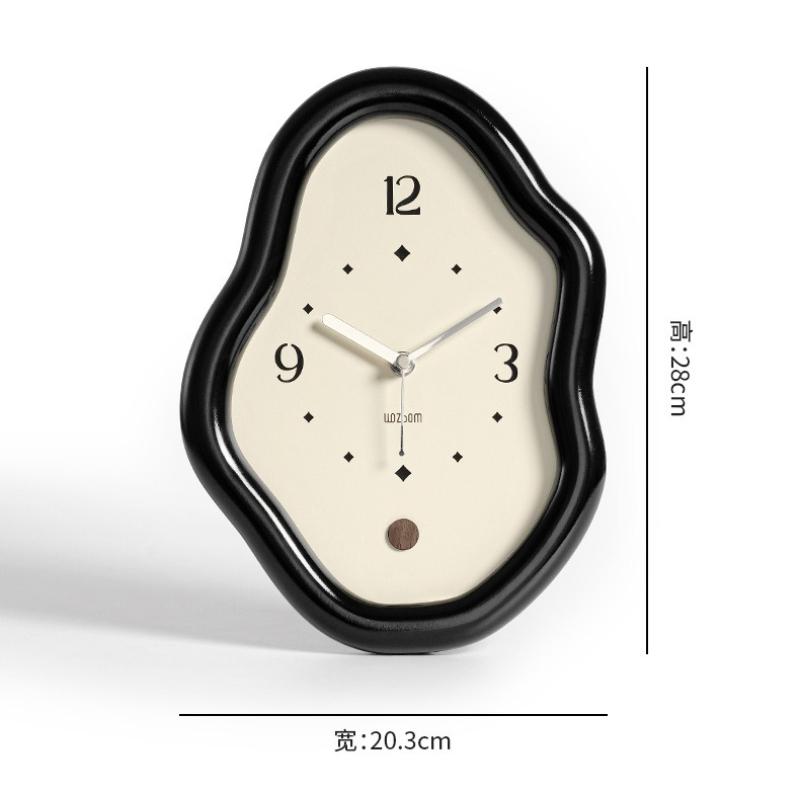 Irregular Wavy Border Desk Clock Cute and Playful Style Wood Table Clock Cute Style Decoration Bedroom Desk Home Decor Klok