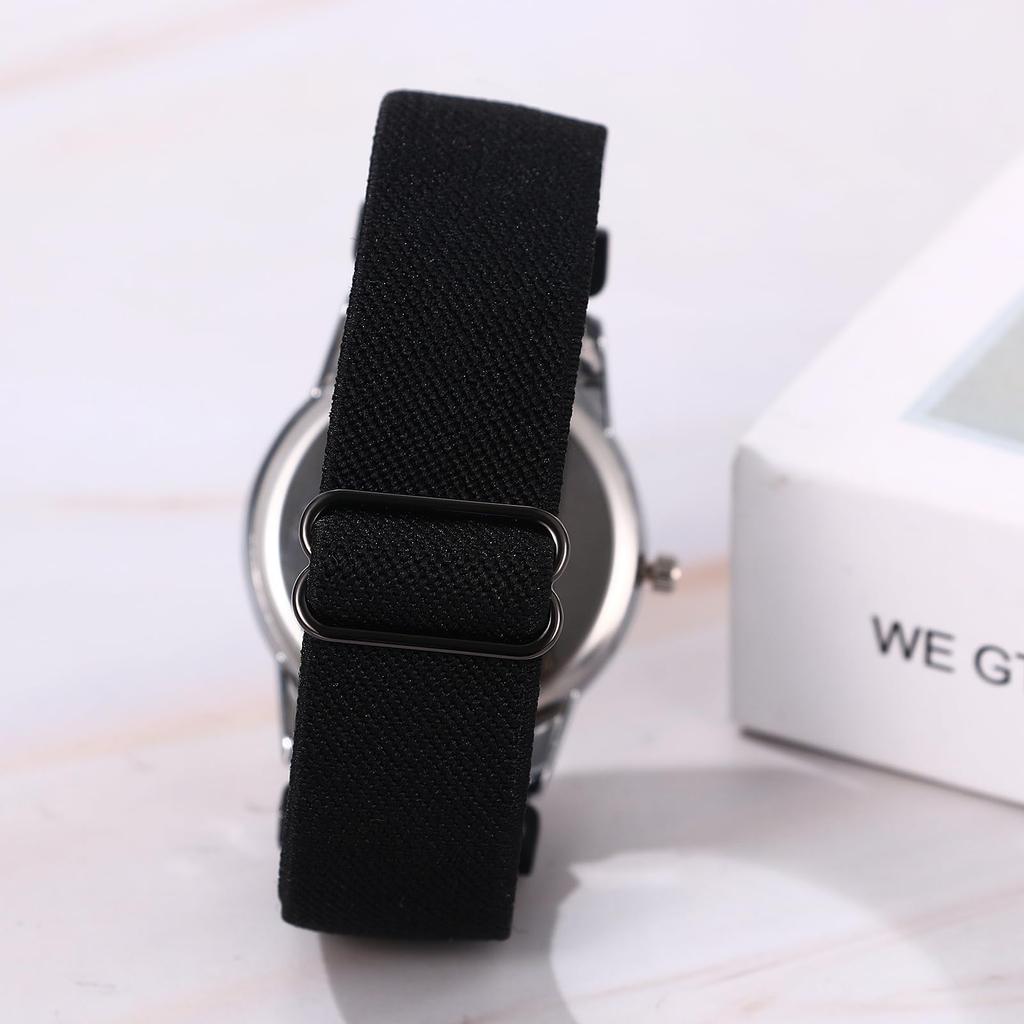 Woven Bracelet Watch with Waterproof Quartz Date Braided Large Analog One Size Fits Affordable Business Watch for Men Day Gift for Boyfriend Men's