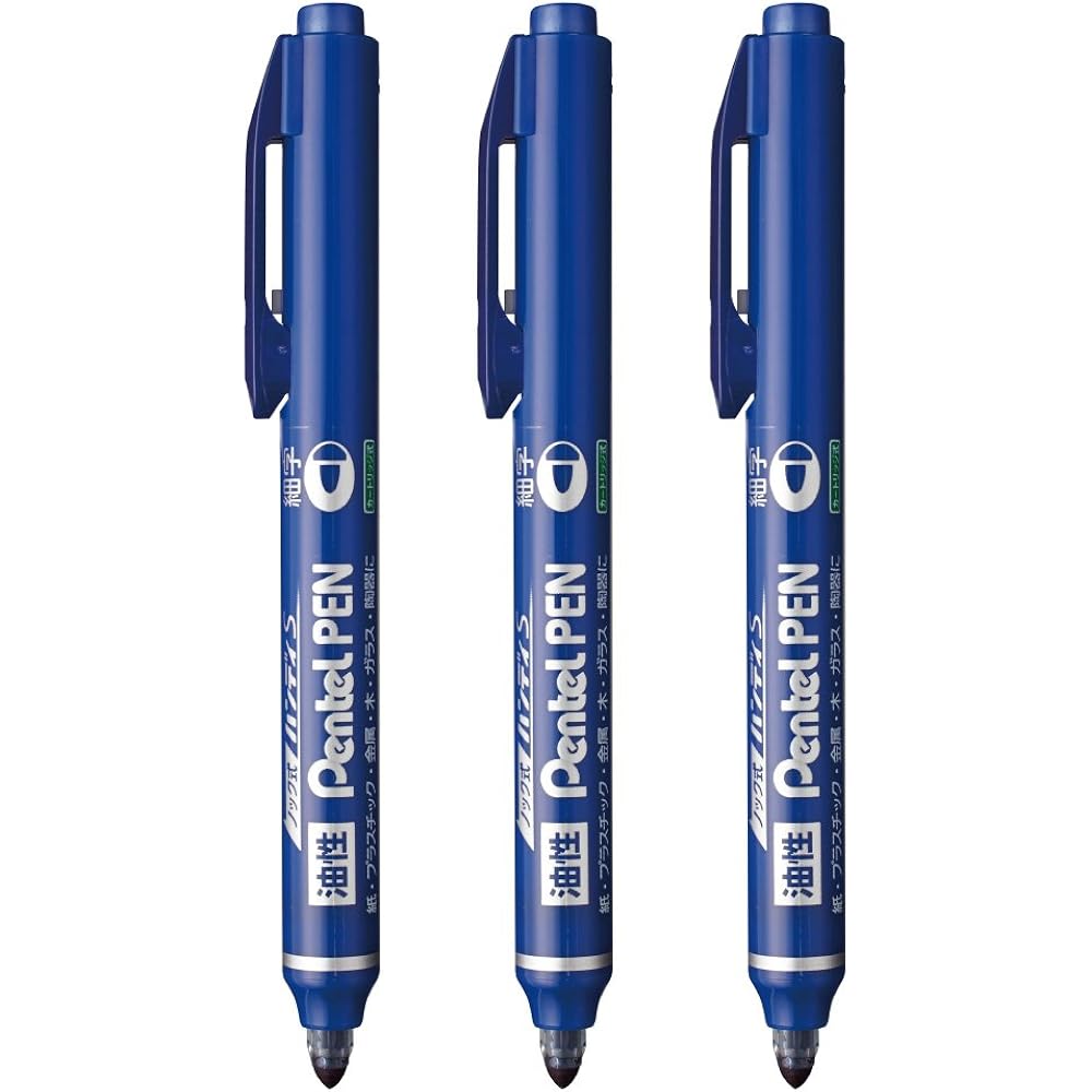 Pentel Oil-based Pen Knock Type Handy S Pentel PEN NXS15CP3AMZ Fine Line Blue 3