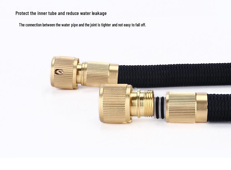 Copper-Plated Connector Telescopic Water Hose Set with 8-Function Spray Gun.