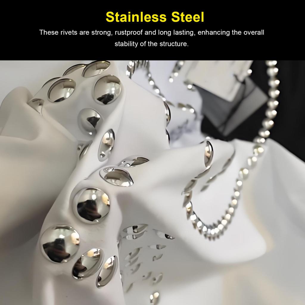 50 Pairs 0.18x0.2x0.35in Leather Rivets Kit M3.5 Stainless Steel Flat Round Head Rivet and Screw Set for Binding and Decoration