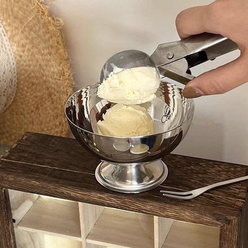 1set Multi-functional Ice Cream Round Cup Stainless Steel Salad Cup Stainless Steel Ice Cream Cup Milk Shake Dessert Snack Cup