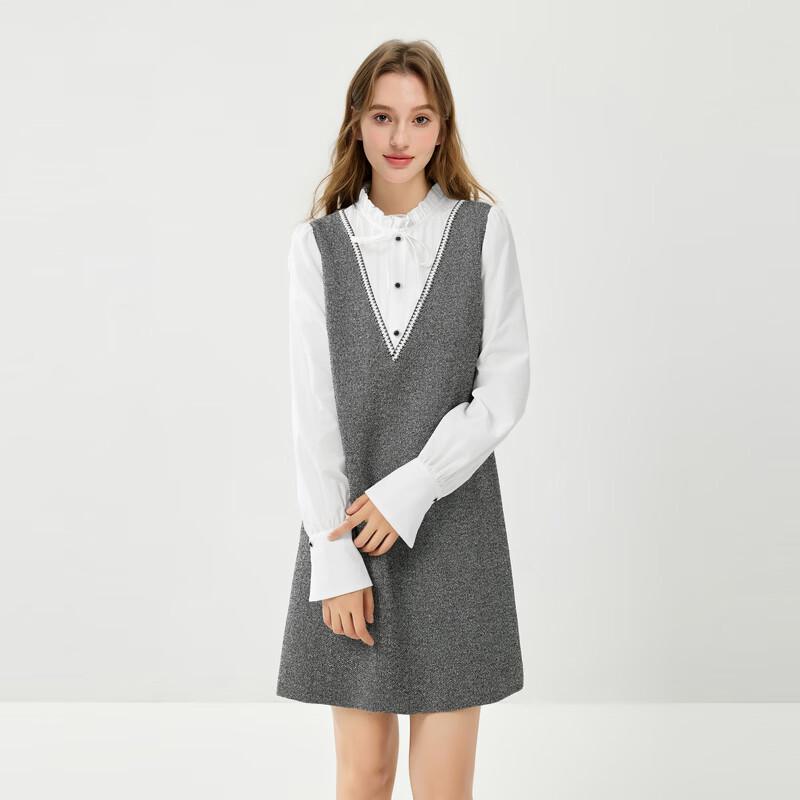 Qiushui Yiren Elegant A-Line Commuter Midi Dress M