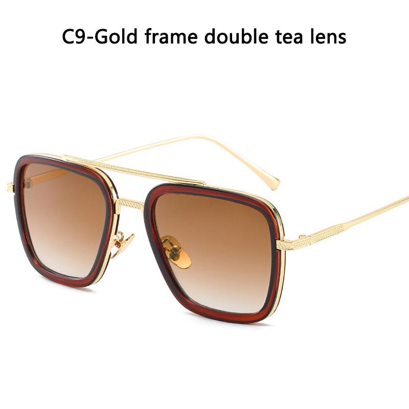 Square Men Edith Sunglasses Vintage Tony Stark Silver Metal Frame Blue Lens Glasses Fashion Women Steampunk Eyewear