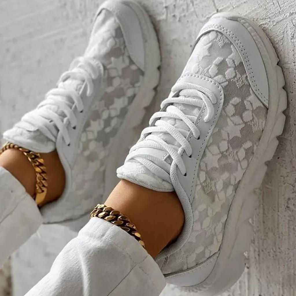 Women's Fashion Vulcanized Sneakers Breathable Mesh Leather Patchwork Platform Shoes Color Matching Lace Up Running Shoes 2026