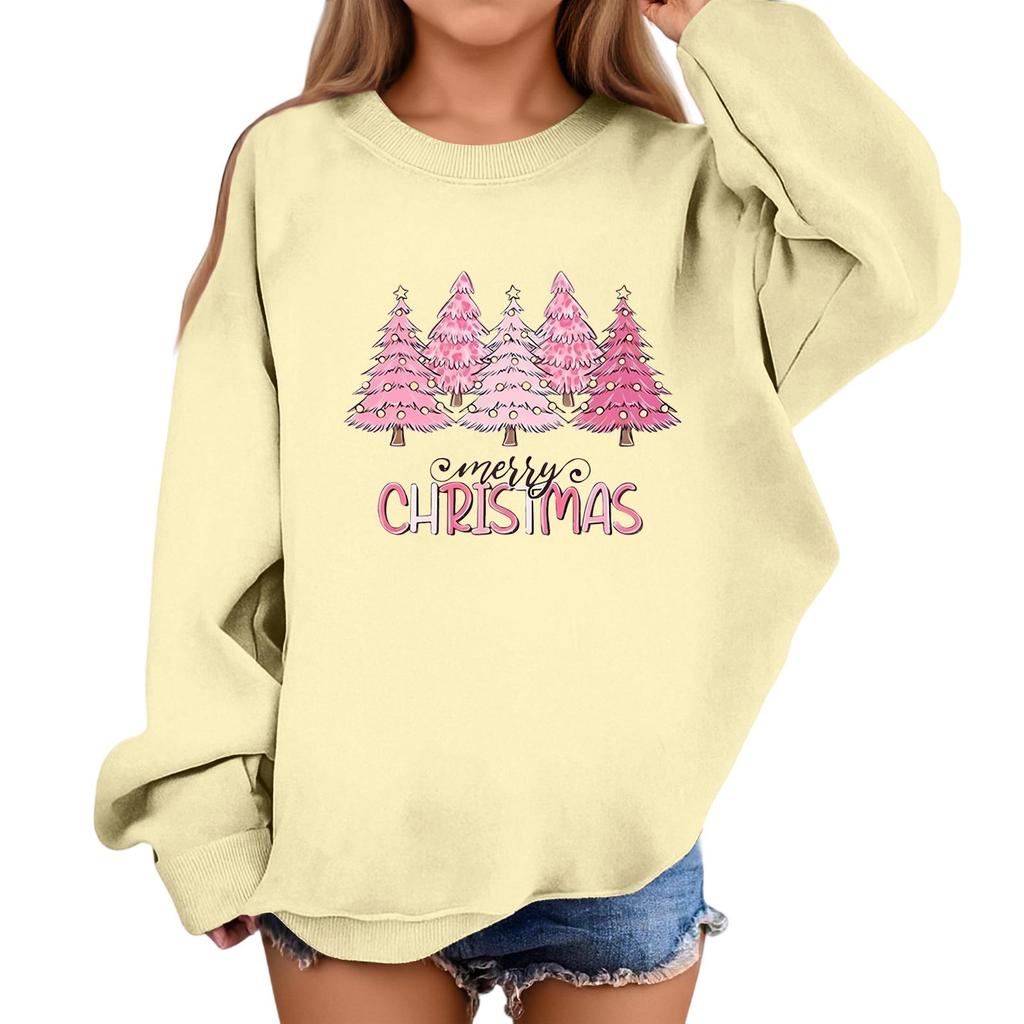 Children's Fashionable Casual Long-sleeved Loose Christmas Print Pullover Sweatshirt