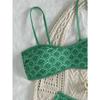 Sexy Bandeau Bikini 2025 Women Green Floral Pleate Push Up Padded Thong Swimsuit Summer Bathing Suit Two Piece Swimwear Biquini