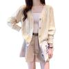 V-neck knitted cardigan women's lazy spring and autumn new Korean version loose versatile sweater jacket top