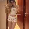 Women's Summer 2025 Slimming Teddy Bear Camisole Pajama Set with Pads - Cute & Sexy Tank Top and Shorts