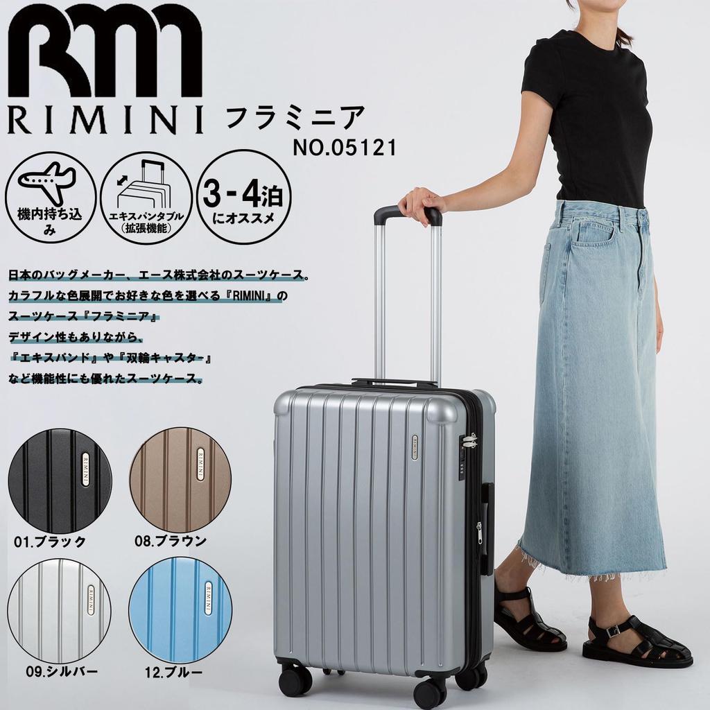 Rimini Flaminia Suitcase, 3-4 Nights, 32L, 3.1kg, Carry-on, Expandable, Made by Ace, Model No. 05121, Silver