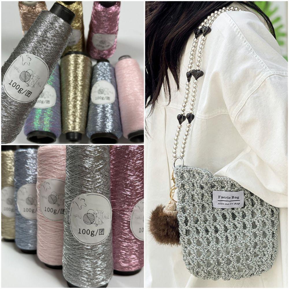 100g/Roll Multicolor Metallic Color Core-spun Dia.0.8mm Shiny Yarn Steel Wire Ball Line  Needlework