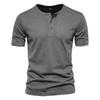 Men’s Summer Quick-Dry Mesh Henry-Neck T-Shirt – Casual Plain Short-Sleeved