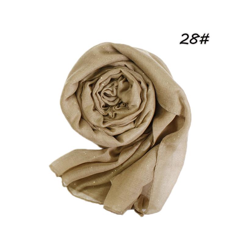 Shimmer Glitter Cotton Viscose Hijab Scarves For Women Muslim Long Shawls Headscarf Wraps Solid Headbands Stole Bufandas Turbans