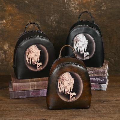 New Genuine Leather Backpack for Women, with A Top Layer of Cowhide and A Vintage Look for Students. Fashionable Backpack