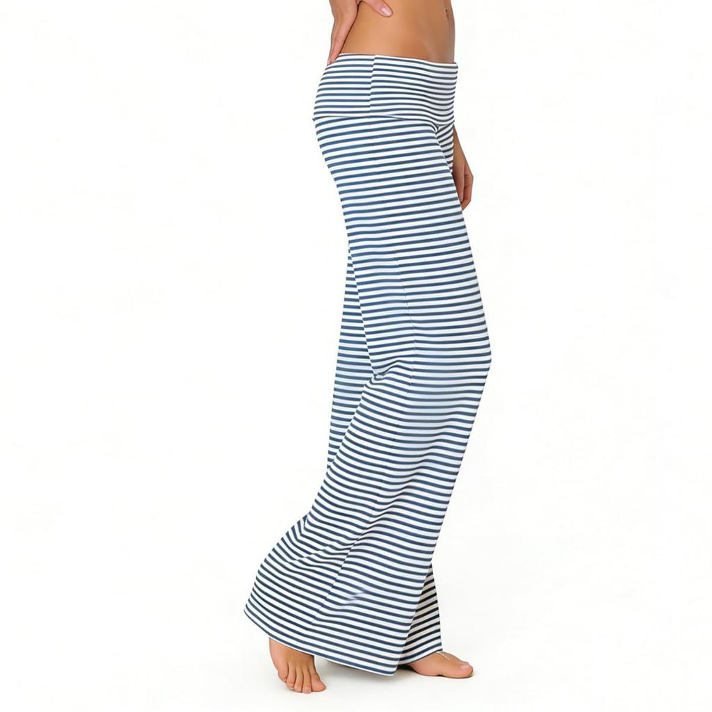 Pantaloni da Donna Moda a Strisce Pois Vestibilità Aderente per Casa Sport Fitness Micro Svasati Pantaloni Casual