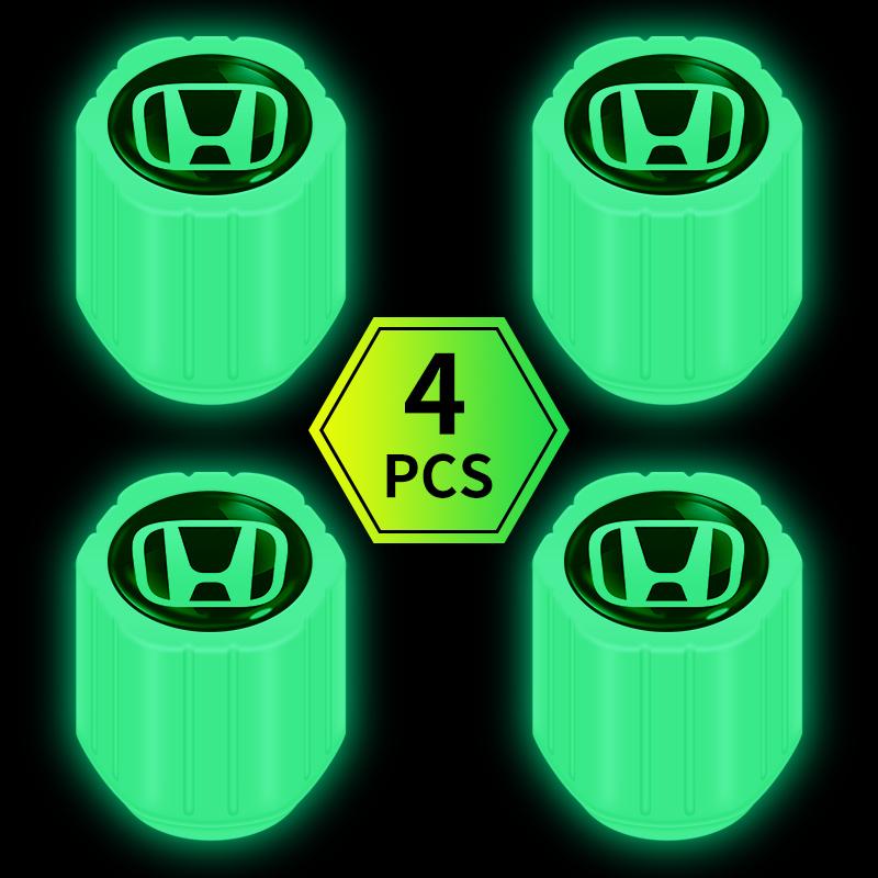 New 4PCS Luminous Car Tire Valve Cap Fluorescent Night Glowing Decor For Honda Civic