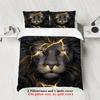 Animal Duvet Cover Set Queen Size Polyester Lightning Lion Pattern Duvet Cover Grey Black Soft Bedding Set for Teen Boys Man