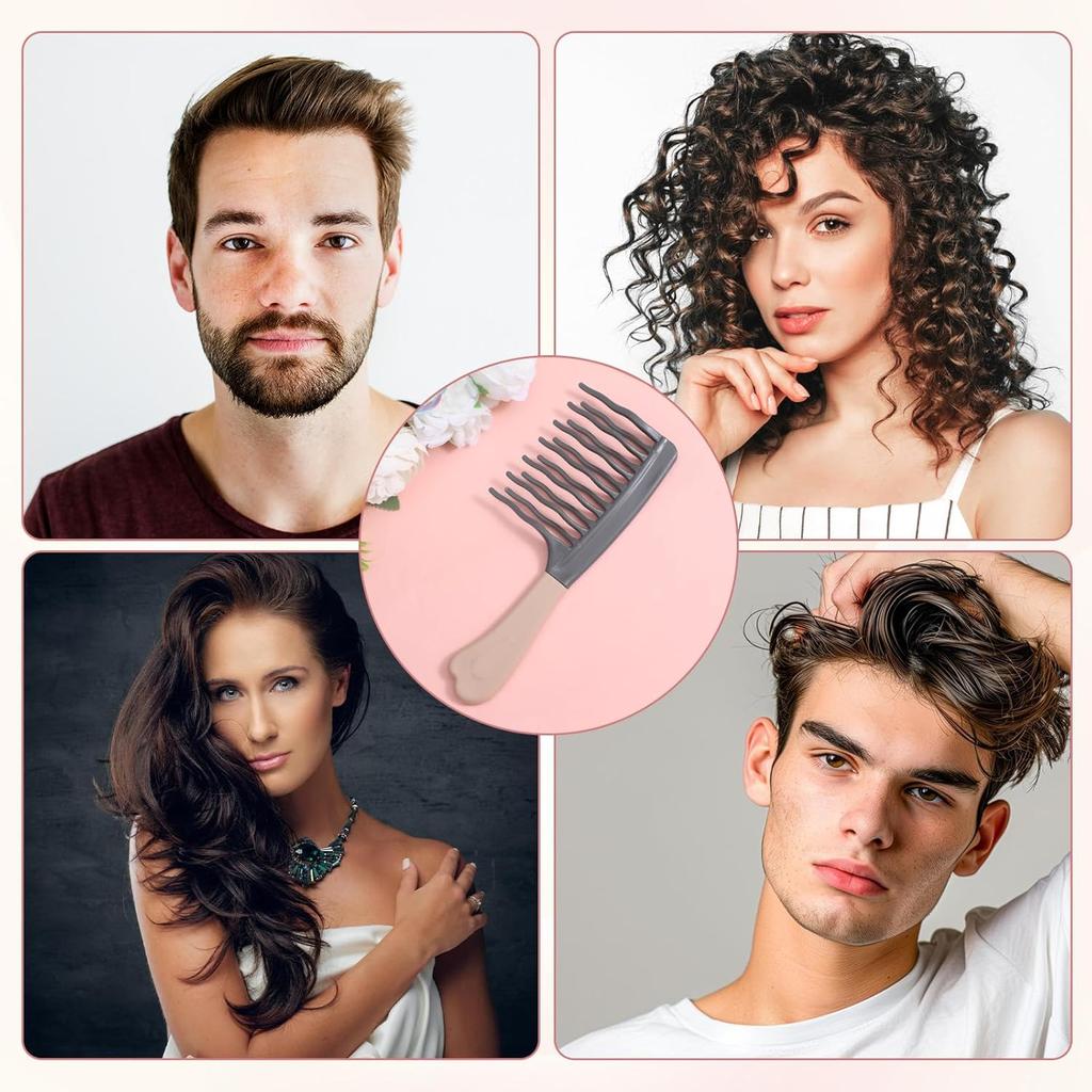 Wide Tooth Comb for Curls, Curly Hair Comb with Double Row Wavy Tooth for Curls Wavy Thick Long Wet Dry Hairs, Detangler Hairs Brush Large Teeth