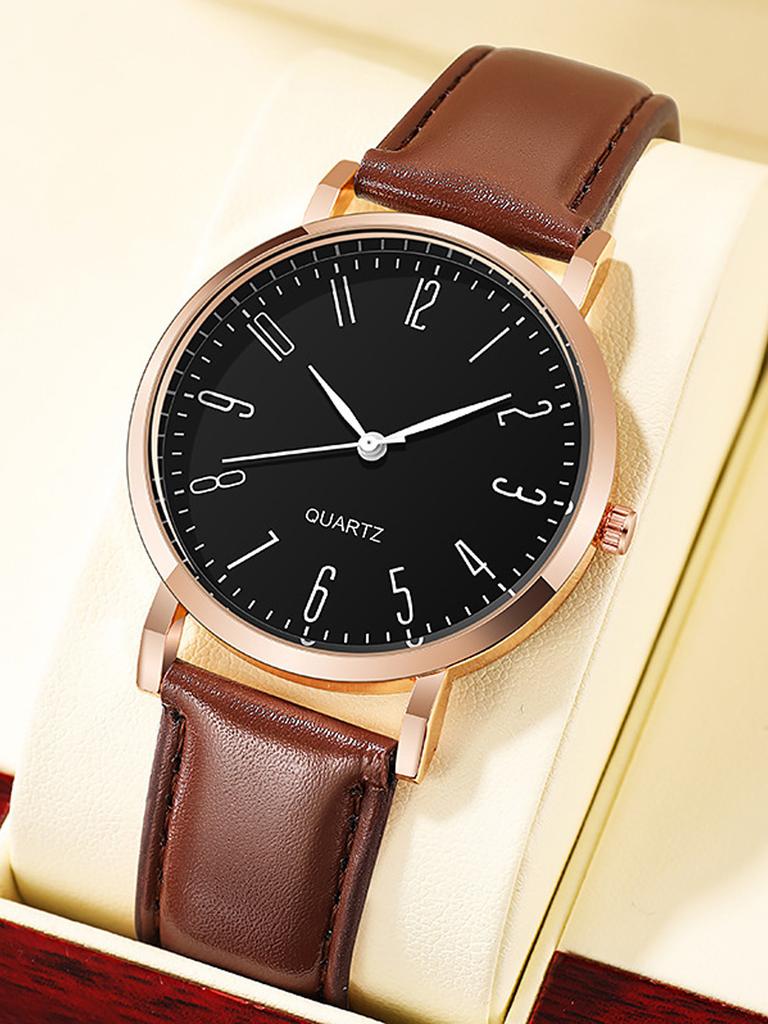 A fashionable, simple and versatile quartz watch with a thin, round and retro large dial for ladies