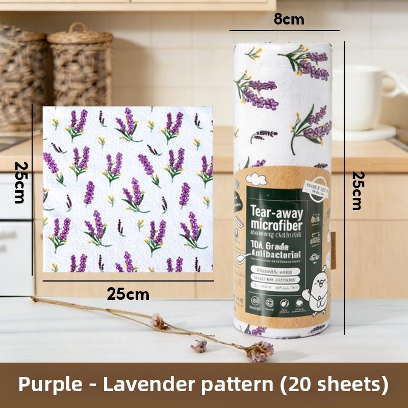 Tearable Microfiber Cleaning Cloth Roll Reusable With Cute Prints For Kitchen Wiping Home Use