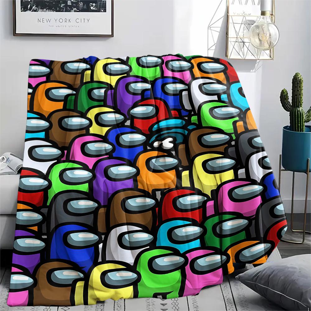 1pz Coperta in Flanella con Stampa Among Us, Alta Qualità per Tutte le Stagioni, Arredamento per la Casa, Calore e Comfort, Perfetta per Regali di Natale
