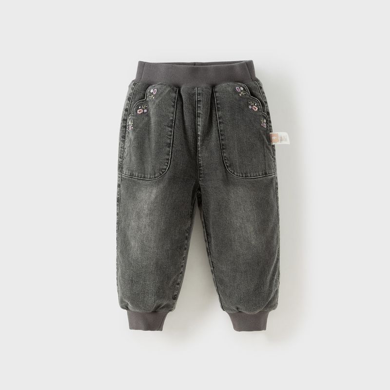 David Bella Children s Denim Cotton Pants 2026 Winter New Style Girls  Thickened Warm Long Pants Casual Jogger Pants Gray [Ready Stock] 140