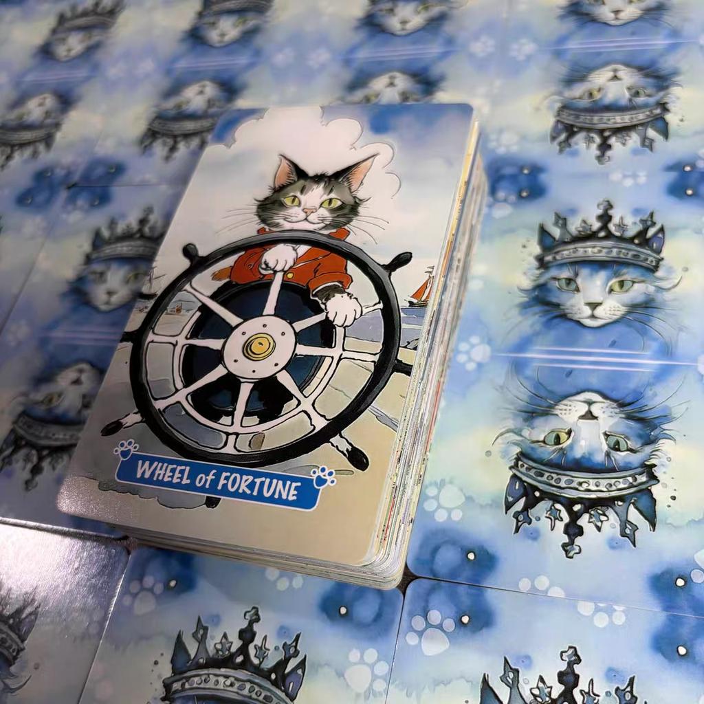 Mew Cruise Tarot Cards 10.3*6cm 78 Tarot Cards with Cute Cat Artwork, Divination Board Game for Cat Lovers and Beginners