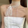 Flower Pattern Lace Clavicle Scarf Sweet Clavicle Chain Ribbon Choker Necklace  Wedding Party