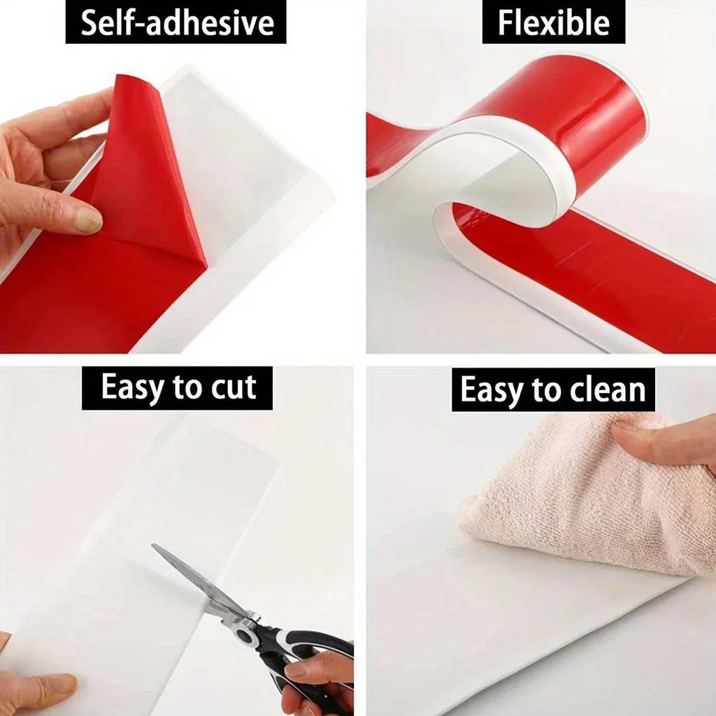 4 Inch Self-Adhesive Vinyl Wall Base,PVC Flexible Baseboard Molding Trim,  Peel and Stick Cove Base, Rubber Wall Base