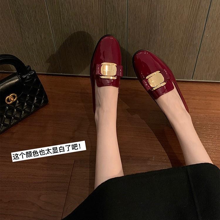 Lammfellversion von Fira Manor superweiche goldene Schnalle Slipper zum Hineinschlüpfen Damen kleine Lederschuhe