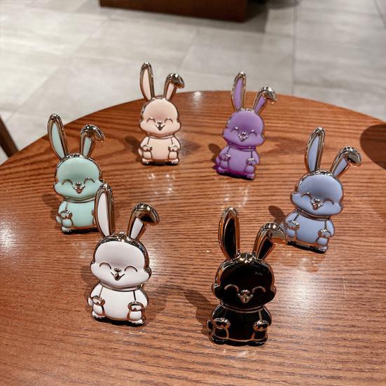 Mobile Phone Stand Trolley Rabbit Carrying Cartoon Self-adhesive Strong Adorable Capacity Electroplated Ring Finger Mobile Phone