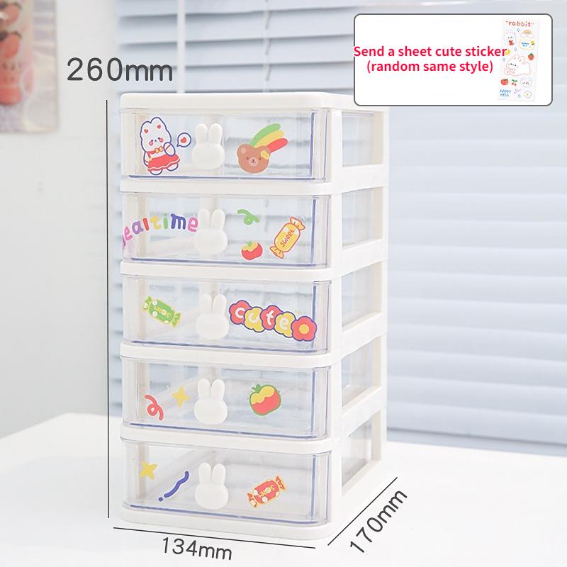 Kawaii Desktop Stationery Storage Box Organizer Drawer Pen Holder Makeup Cosmetic Plastic Drawer Storage Box Desk Organizer Cute