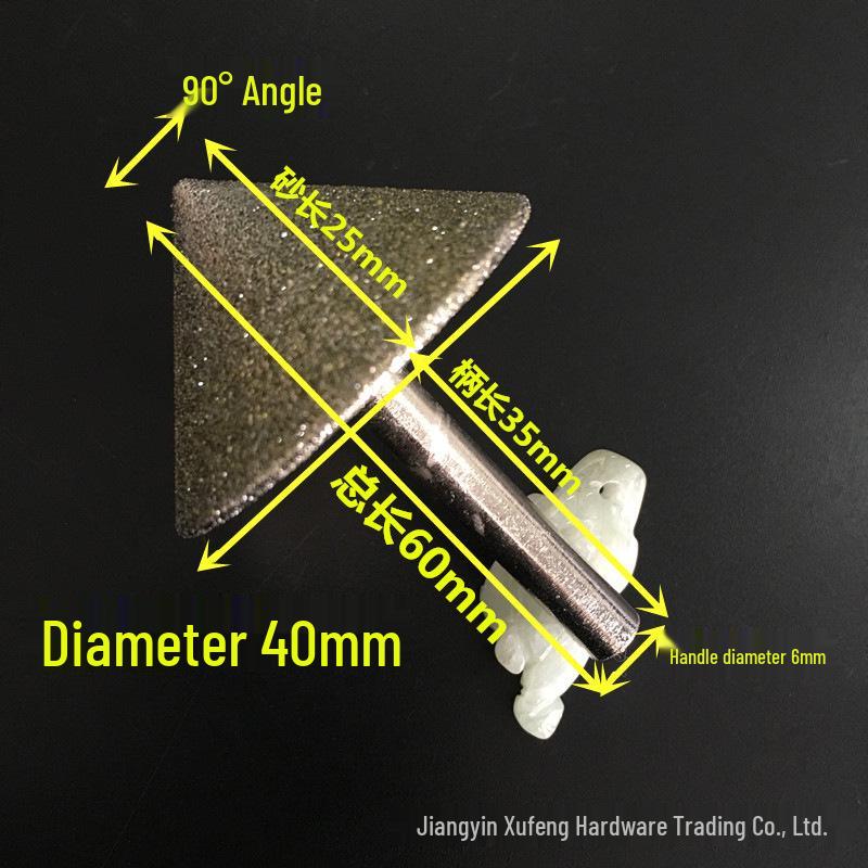 Testa di Smerigliatura Diamantata a Forma di Ombrello, Grana 60-120, Punta 6*90 Gradi, per Incisione e Smerigliatura della Pietra.