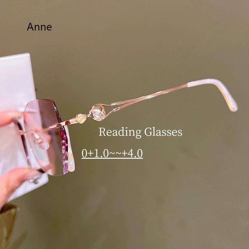 Reading Glasses Diamond Cut Edge Frameless Presbyopic Eyewear Unisex +1...+4.0 Anti Blue Light Computer Eyeglasses Gafas