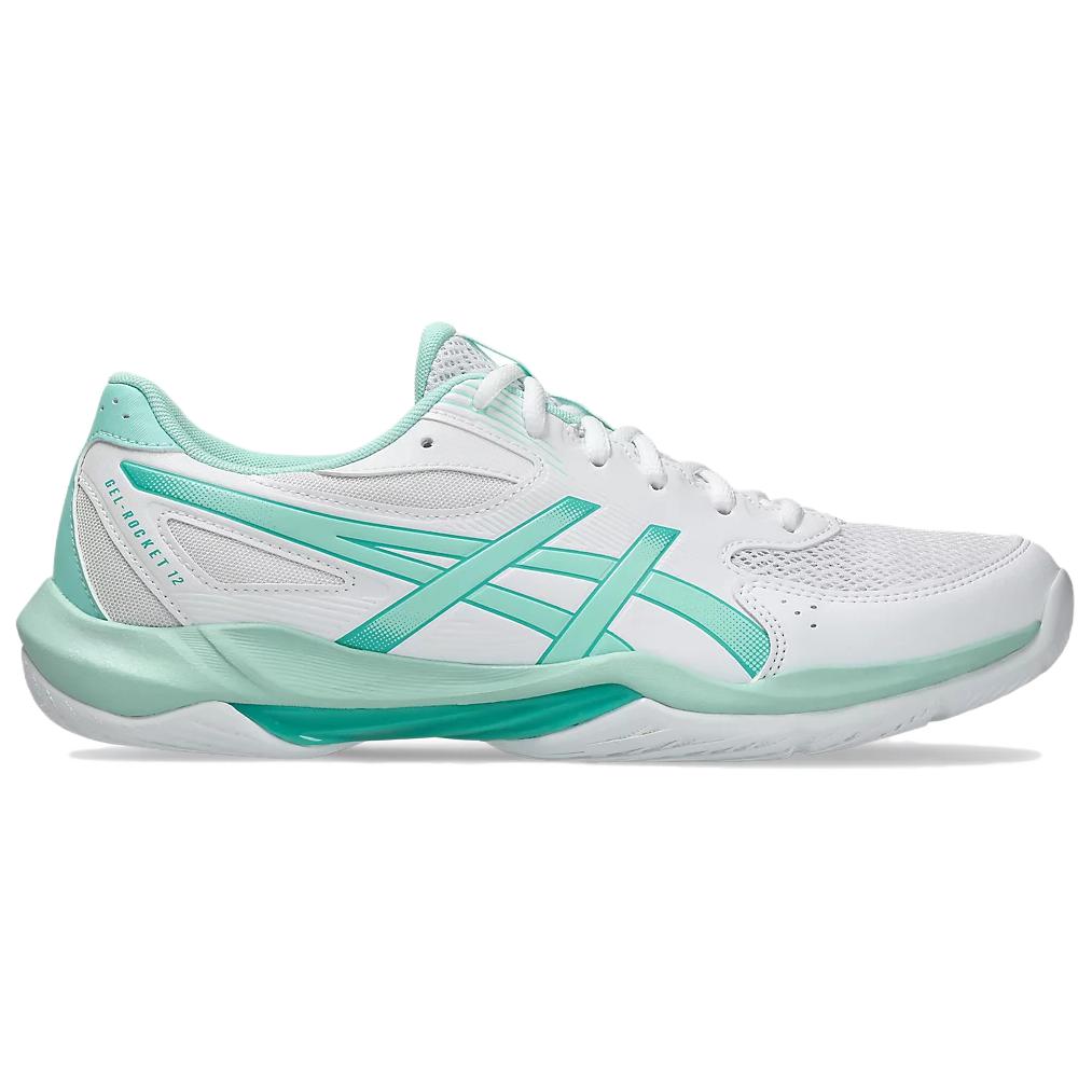 ASICS GEL ROCKET 12 Artificial Leather Comfortable Support Volleyball Shoes Unisex White Green 1073A080-104