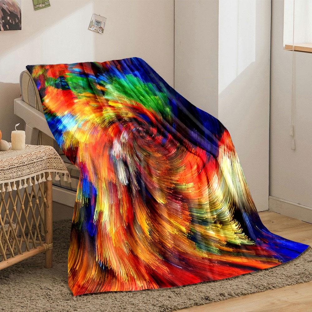 The pattern features vivid, swirling strokes blending bright, vibrant colors. for all seasons blanket lunch break throw gift